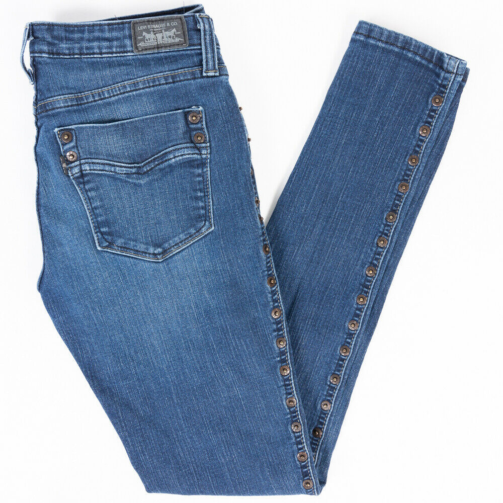Levis 535 Legging Womens Jeans Rivets Down The Legs Dark Wash Size 5M ...