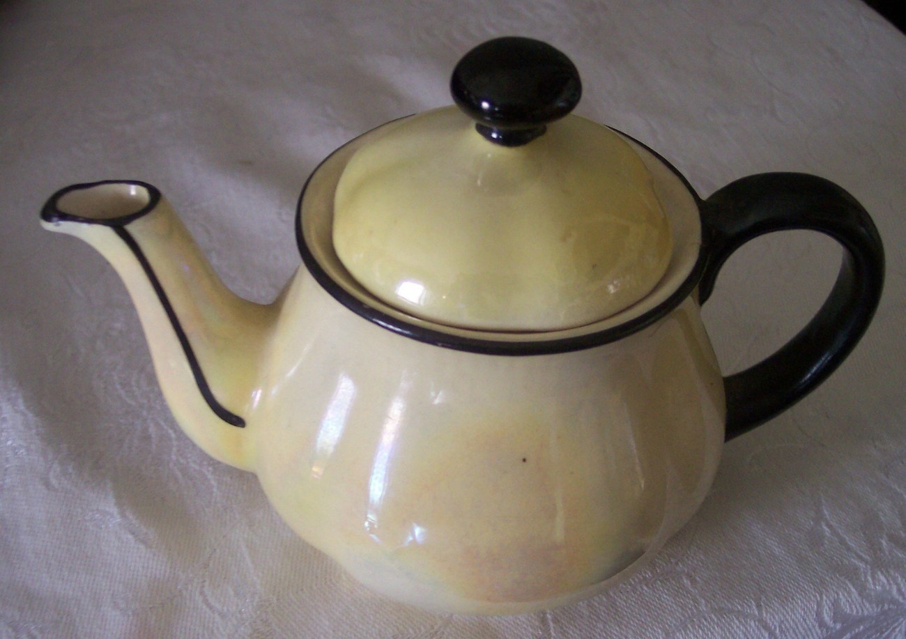 Vintage Czech Small Yellow Teapot Iridescent and 50 similar items