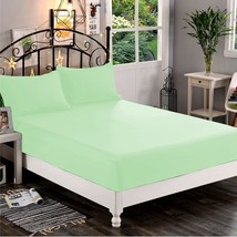 Extra Deep Wall Fitted Sheet+2 Pillow Case 1000 TC Sage Solid Select Size - $43.19