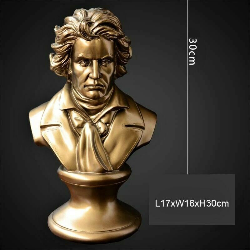 Nordic Style Beethoven Bust Cold Cast Bronze Resin Figurine Piano Decoration