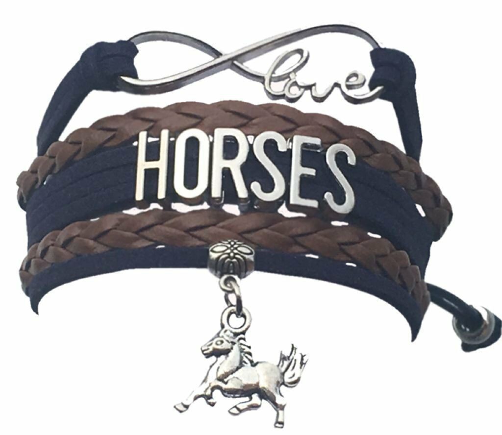 Girls Horse Charm Infinity Bracelet, Horse Lovers Equestrian Jewelry