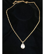 Gold Tone Faceted Crystal Teardrop Pendant Necklace - $16.82