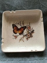 Treasure Craft-USA-butterfly-large 8” Square Ashtray-heavy - $30.00