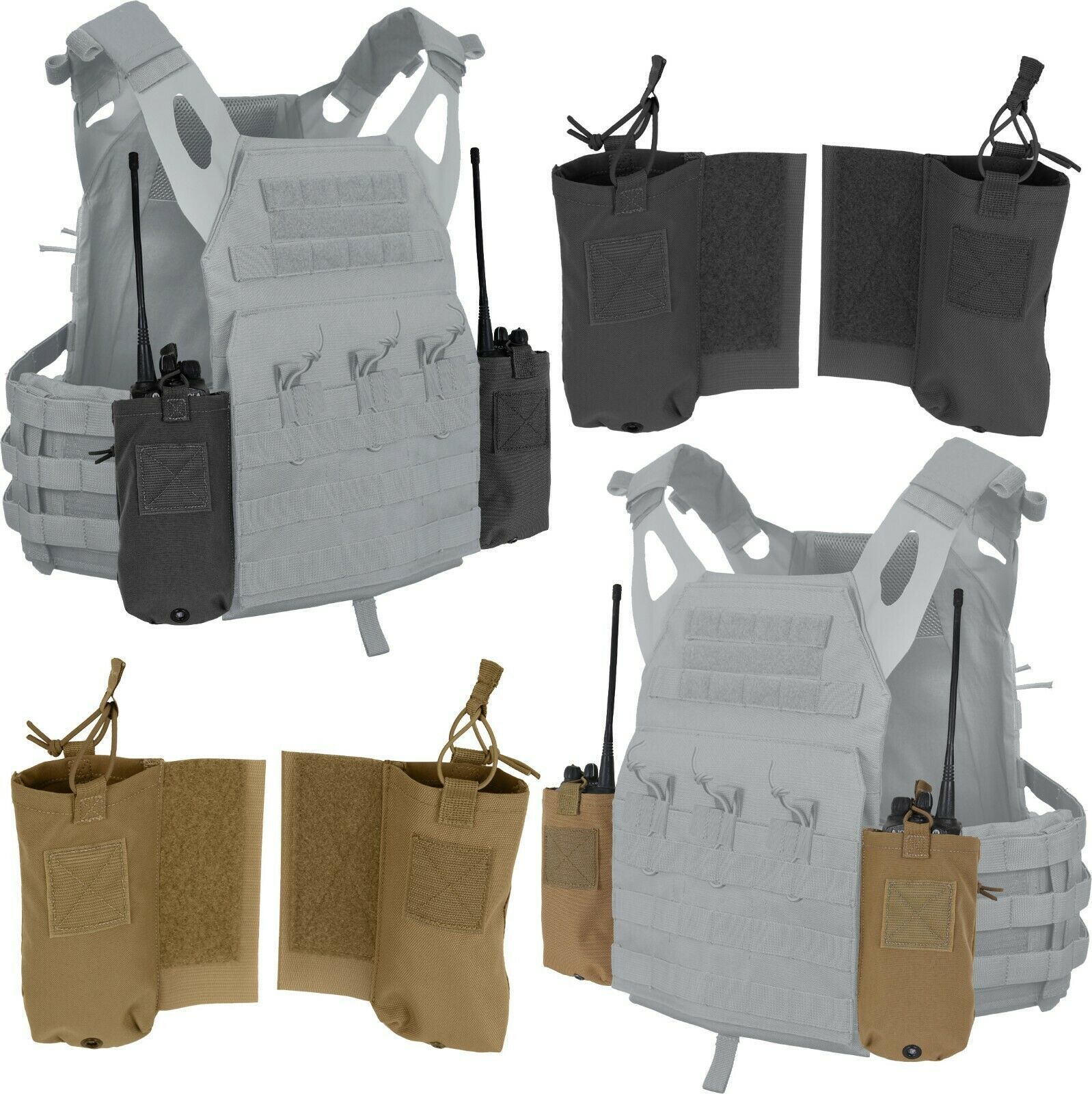 Radio Pouch Set for Side Tactical Lightweight Armor Plate Carrier Vest