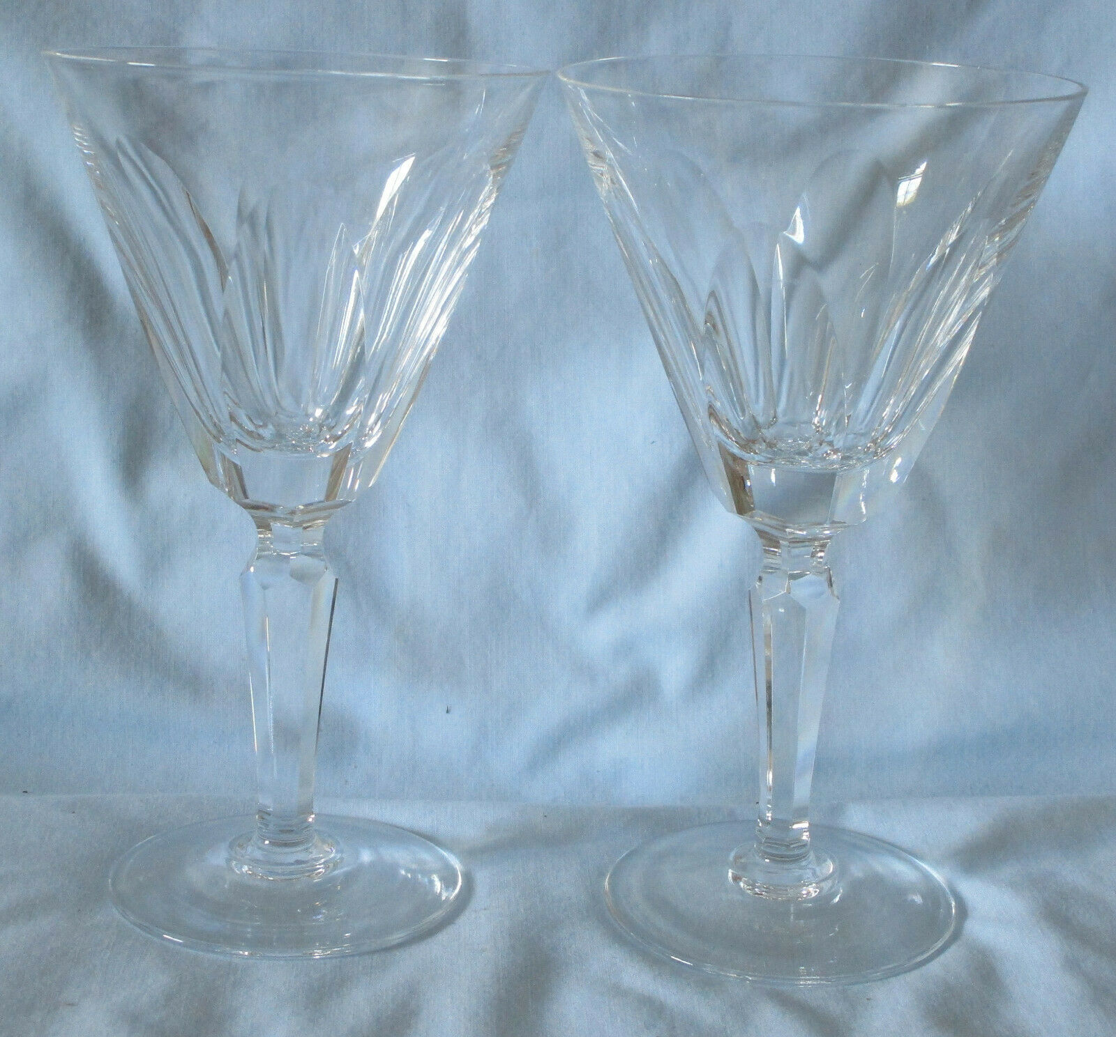 Excellent Condition Pair of Marked Waterford Shiela Claret Wine Stems 