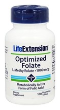 FOUR PACK $10.10 Life Extension Optimized Folate 1000 mcg = 1700 mcg DFE new image 1