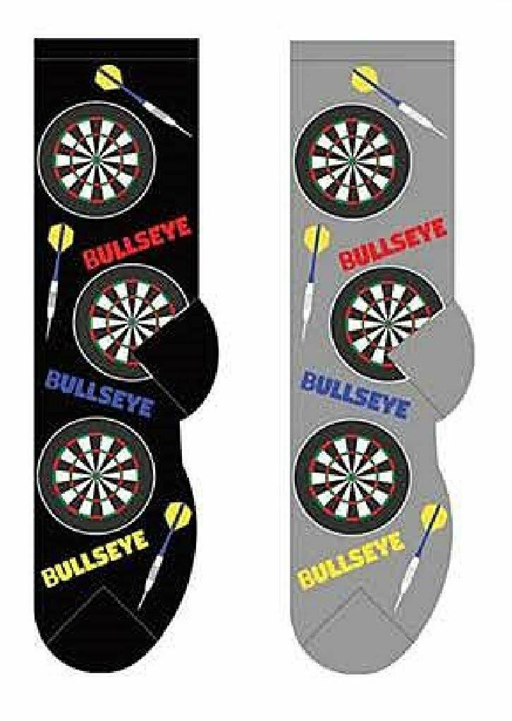 Darts Bullseye Skill Game Target Board Missiles Sport 2 Pairs Foozys Mens Socks