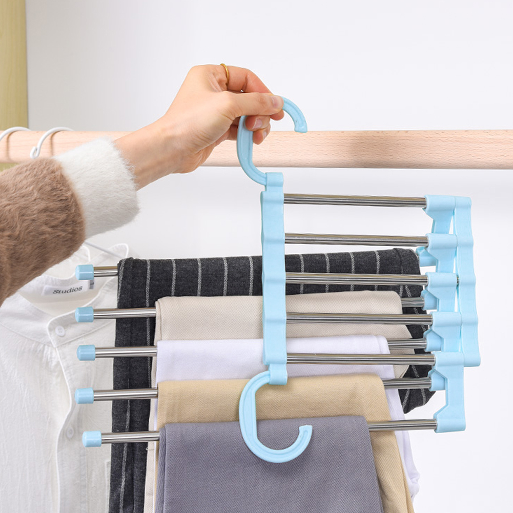 5 in 1 Multi-functional Wardrobe Pant Rack Shelf Stainless Steel ...