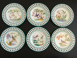 Antique Set of 6 Thomas Charles Ford Hand Painted Chinoiserie Cabinet Pl... - $895.00