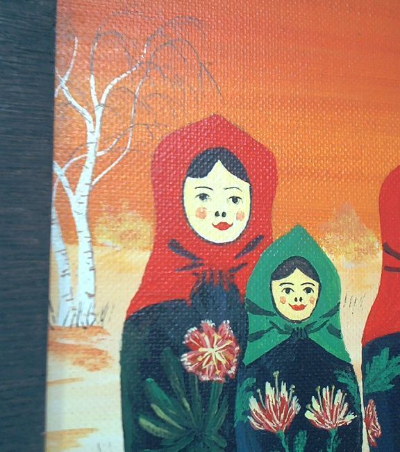 Matryoshka Babushka Russian Nesting Dolls Oil Folk Art Painting framed ...