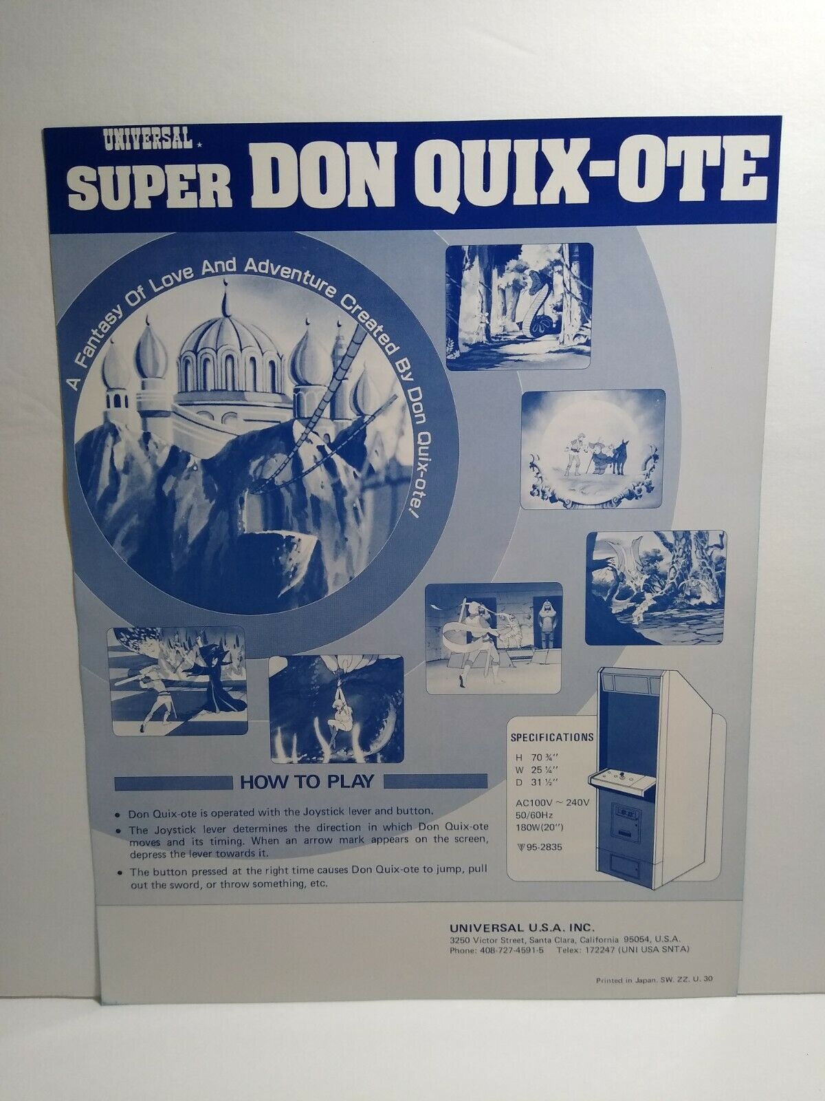 Super Don Quixote Arcade Flyer Original 1984 NOS Laser Game Universal