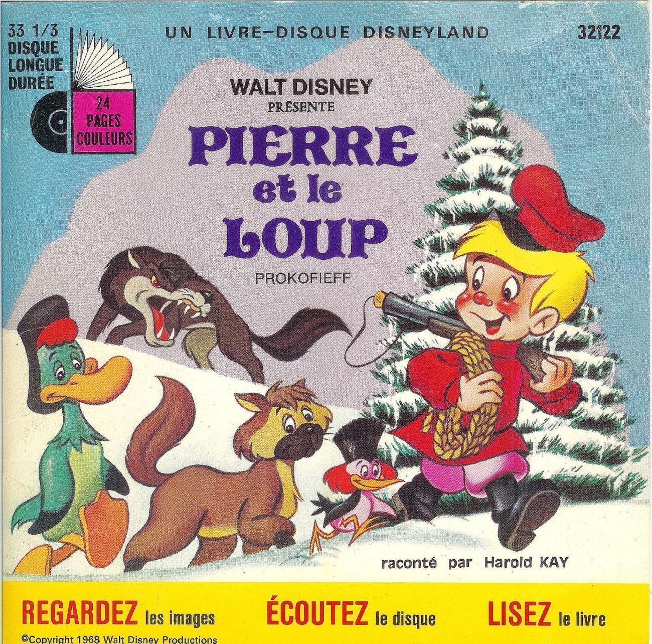 Vintage Pierre et le Loup Disney Peter Wolf 33 LP Record Book French Records