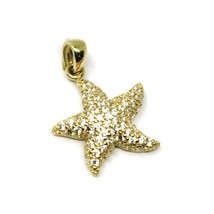 SOLID 18K YELLOW GOLD PENDANT STARFISH STAR WITH CUBIC ZIRCONIA 16mm 0.63 inches image 1