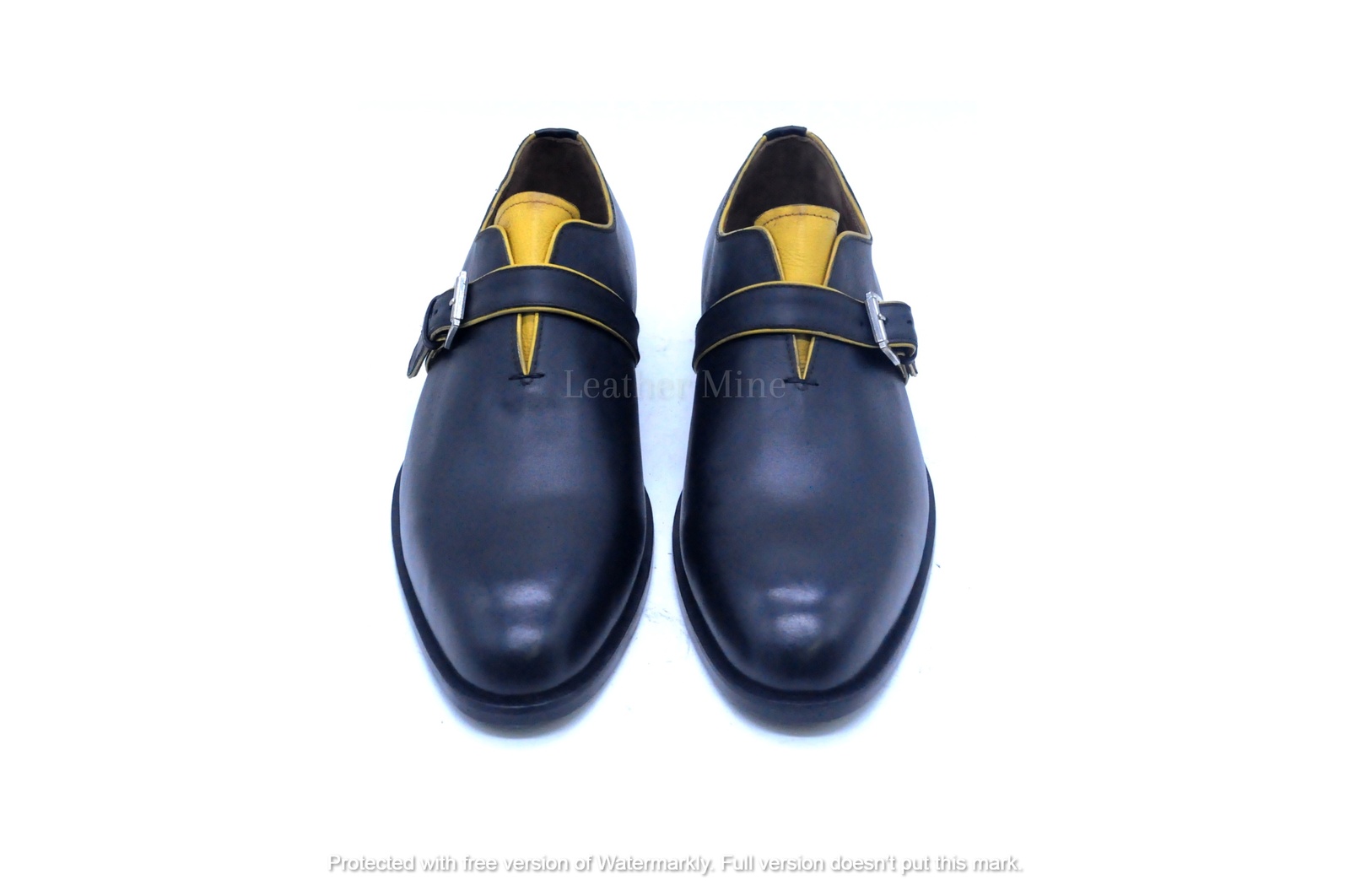 Men's Handmade Black Leather Monk Strap Formal Custom Made Shoes