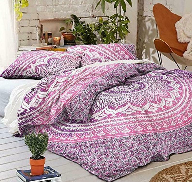 100% Cotton Comforter Indian King Size Mandala Duvet Cover With Two Pillowcases