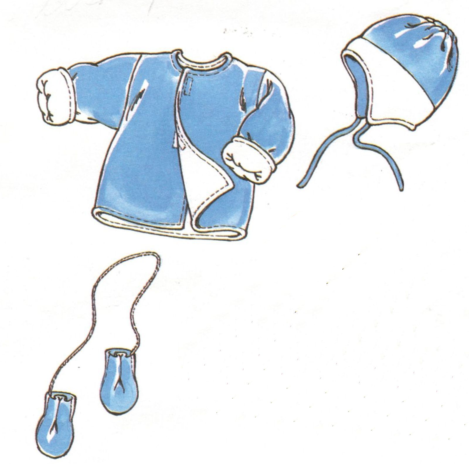 Kwik Sew Infant Baby Fleece Jacket Ear Flap Hat String Mittens Pattern