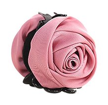 Beautiful Satin Artificial Rose Flower Hair Claw Clips Ponytail Jaw Clips, Dark 