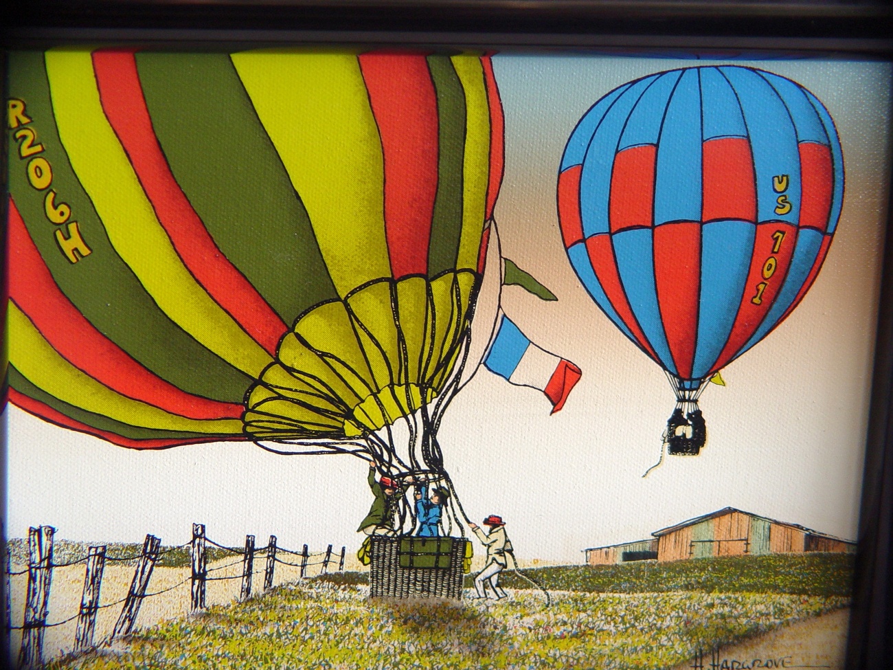 2 Framed Hargrove Giclee Paintings Of HOT AIR BALLOONS On Canvas   Jan 9 108 