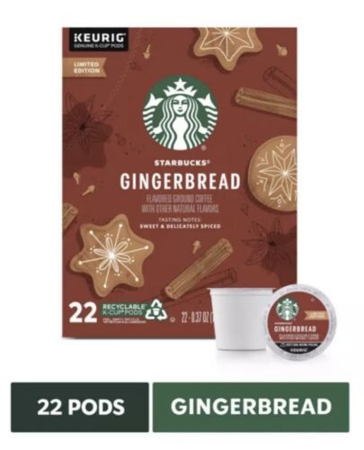 Starbucks Gingerbread, 1 Large Box, 22 K-Cups, Best By June 2022