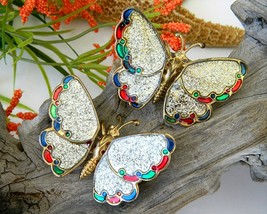 2_vintage_trembler_butterfly_brooch_pin_wings_glitter_moveable_thumb200