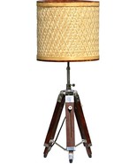 Tripod floor lamp 33&quot; Natural bamboo/sheeaham wood - $190.00