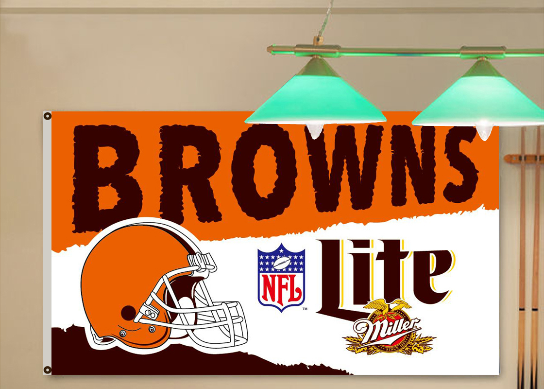 Cleveland Browns Miller Lite Beer Flag Banner 3X5Feet Flags & Banners