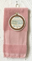 Charles Craft Cross Stitch Cotton Fingertip Towel 14 Count Aida Border - Rose - $7.55