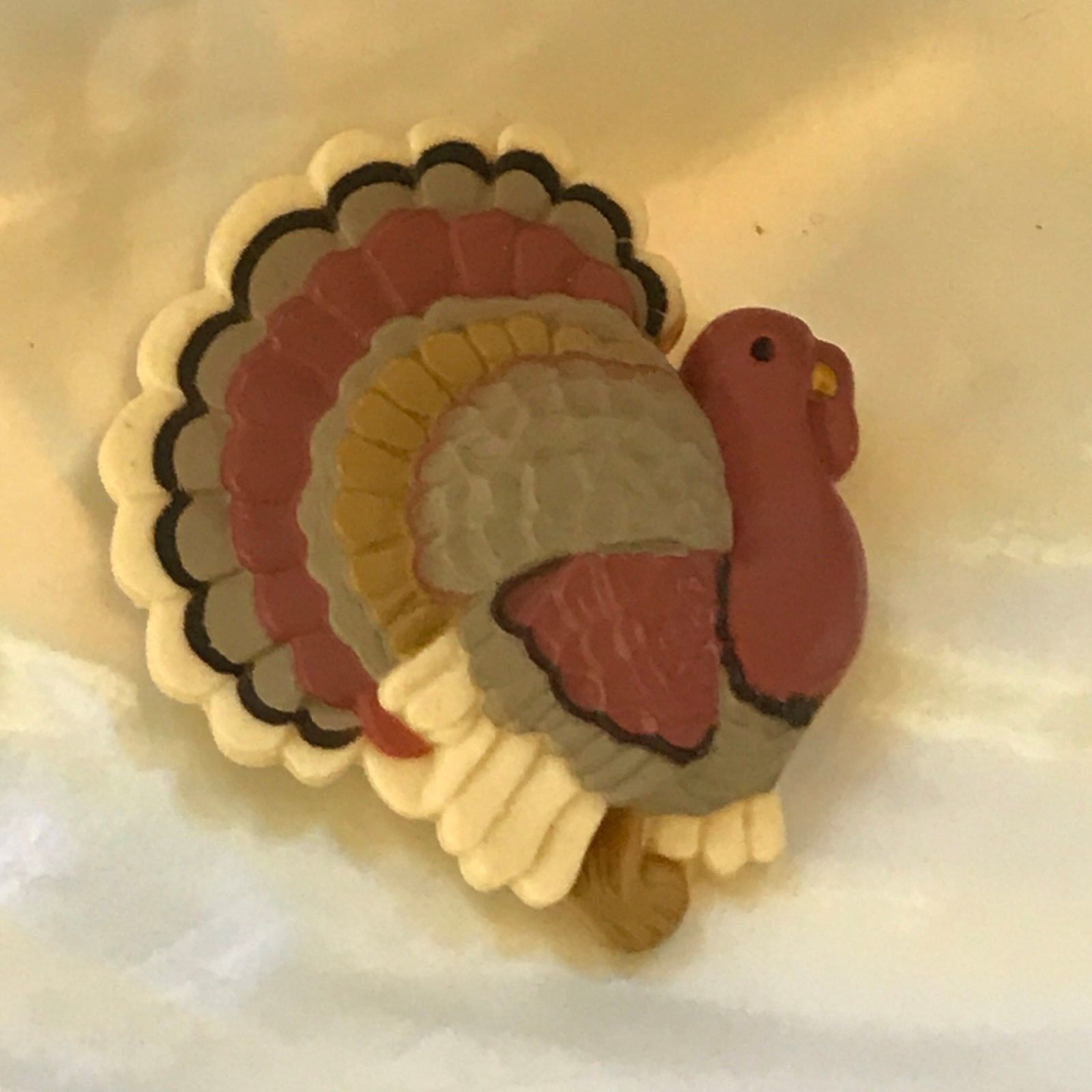 Primary image for Vintage Hallmark Cards Plastic Turkey Thanksgiving Holiday Brooch Pin – marked 