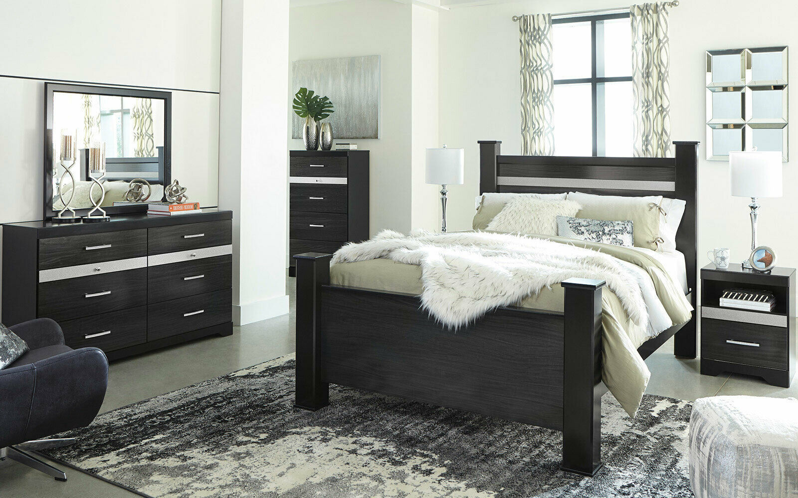 modern black silver bedroom furniture