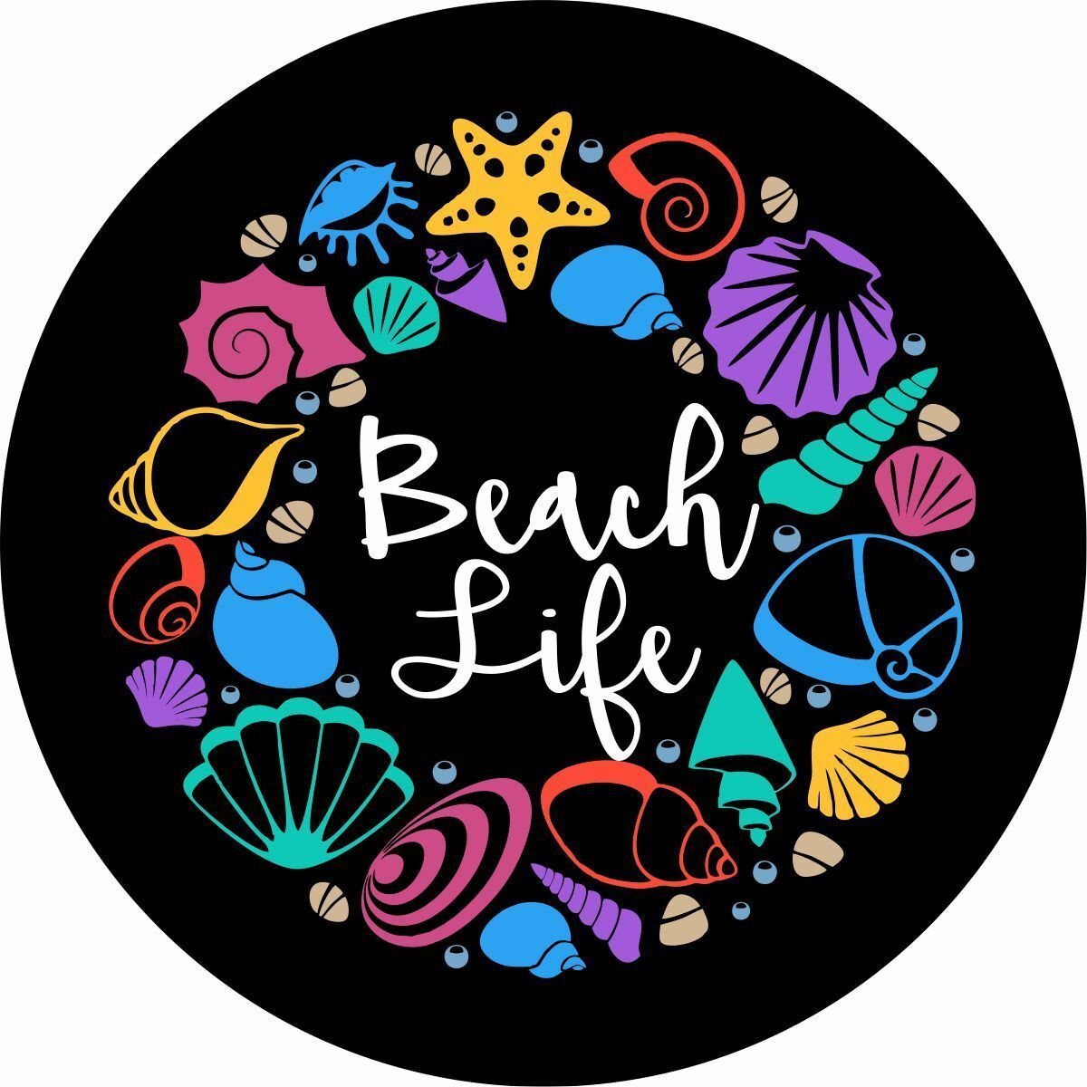 Beach Life w/ Shells Spare Tire Cover ANY Size, ANY Vehicle,Trailer, Camper, RV