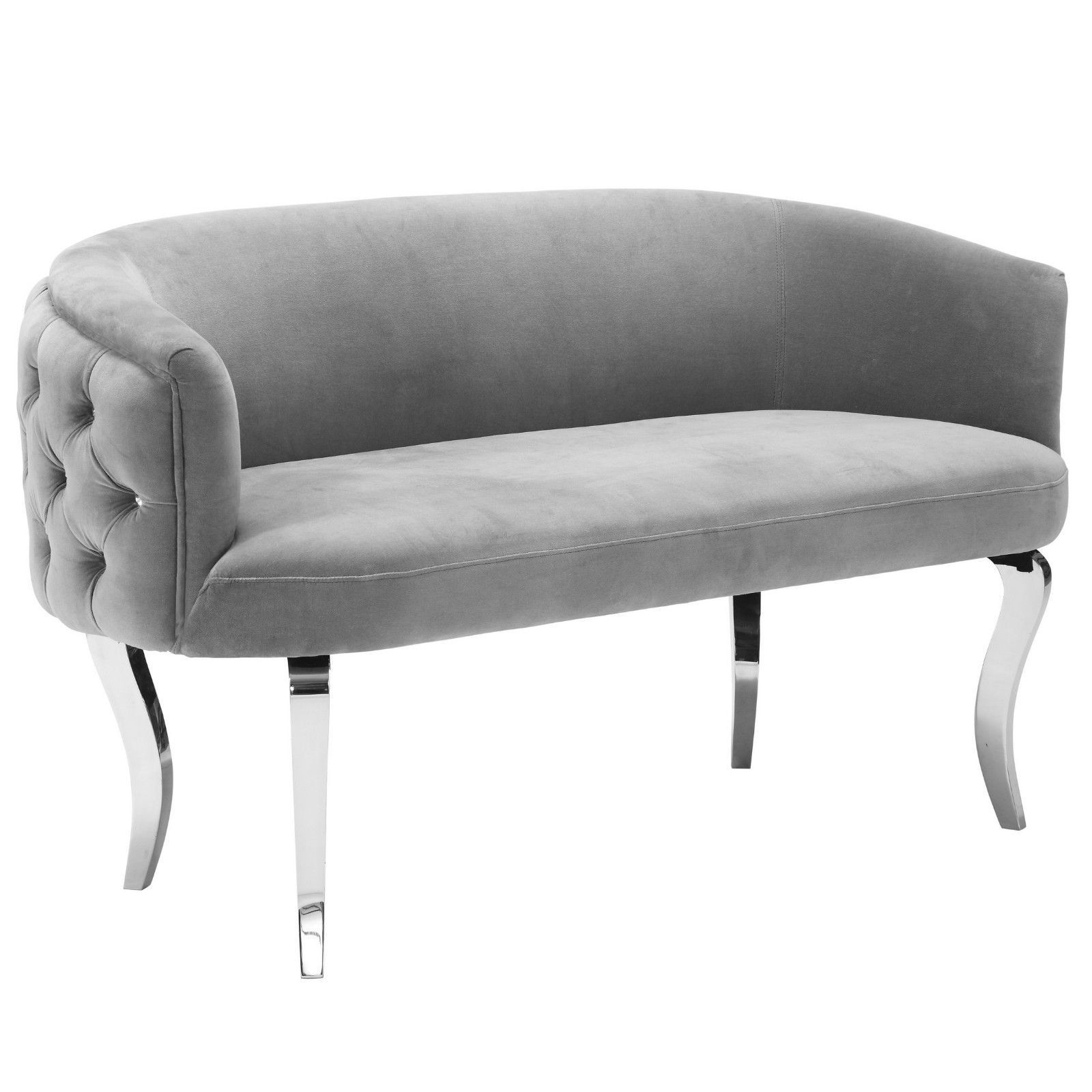 Horchow Haute House Style Glam Regency Curved Gray Velvet Sofa Settee