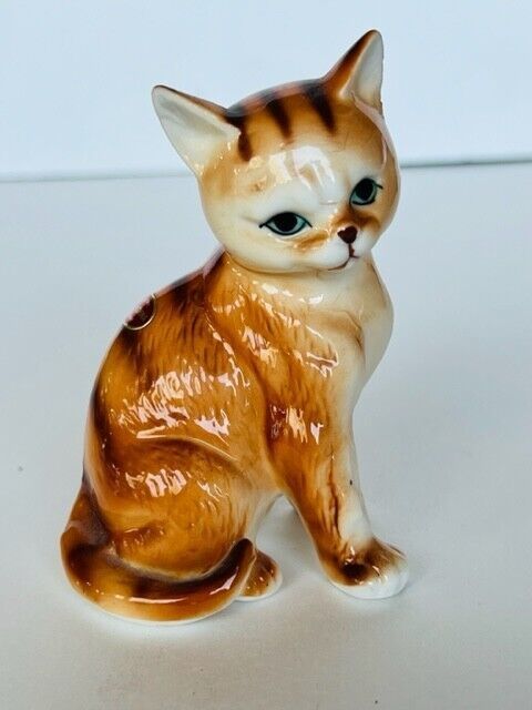 Cat Kitten Figurine vtg 1950s Japan anthropomorphic tiger stripe tabby ...