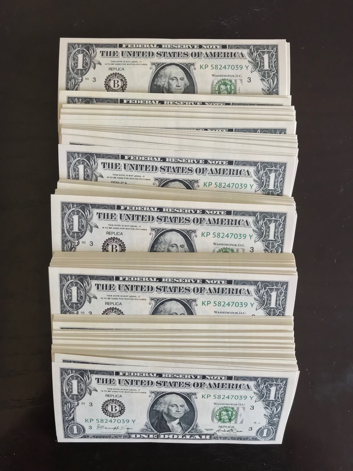 50 BILLS PROP MONEY 100% REPLICA 1s All Full Print For Movie Video ...