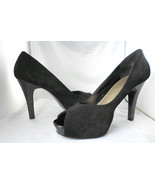 Nine West Black Suede Platform Pumps - Shoes - Open Peep Toe - High Heel... - $19.00