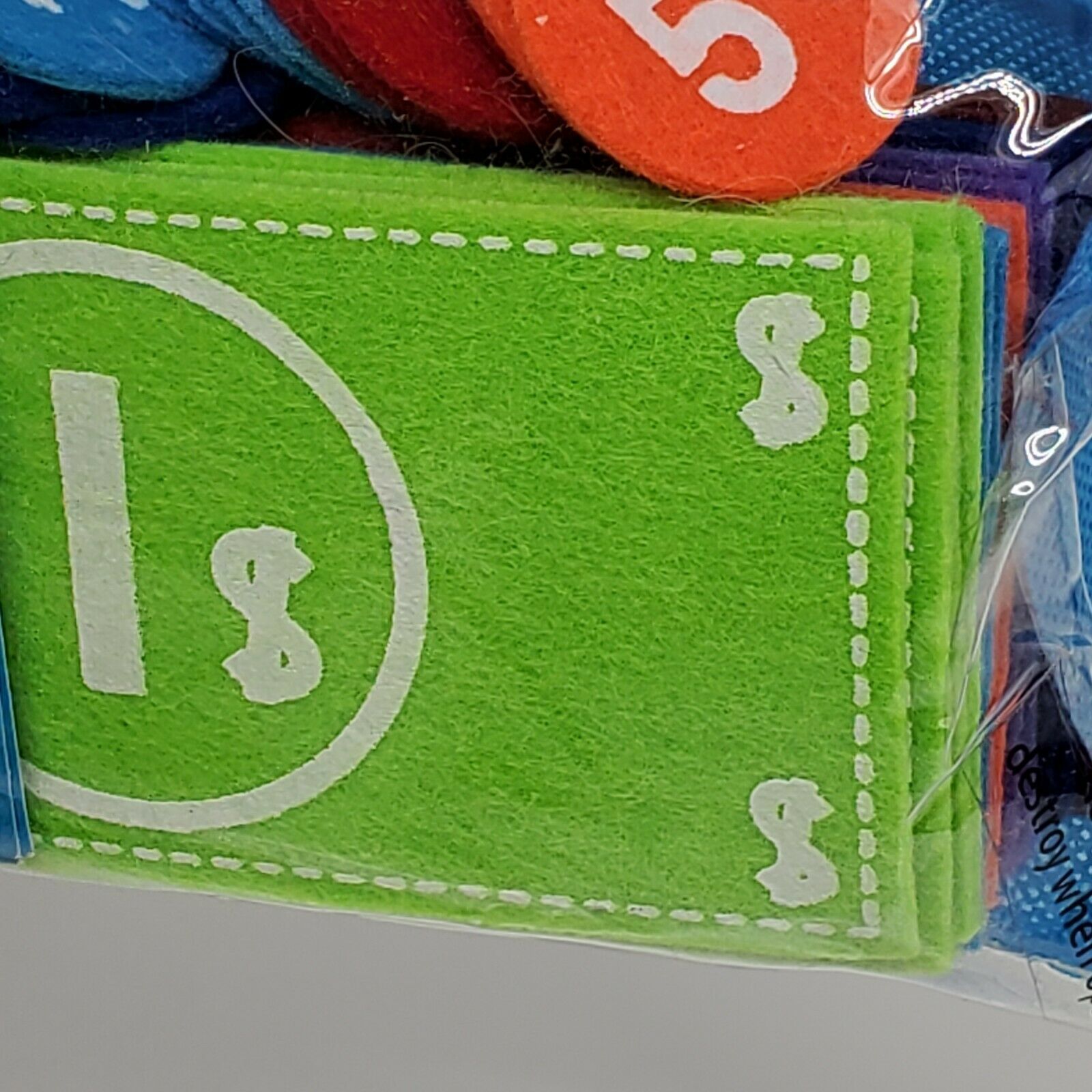 Horizon Group Pretend Play Felt Money Dollars Bills Coins Counting Set