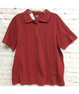 Liz And Me Womens Polo Shirt Red Short Sleeve Collar Stretch Plus 0X 16W... - $27.71