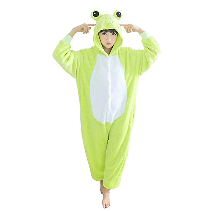 Adults' Kigurumi Pajamas Frog Onesie Pajamas Polar Fleece Green Cosplay For Men