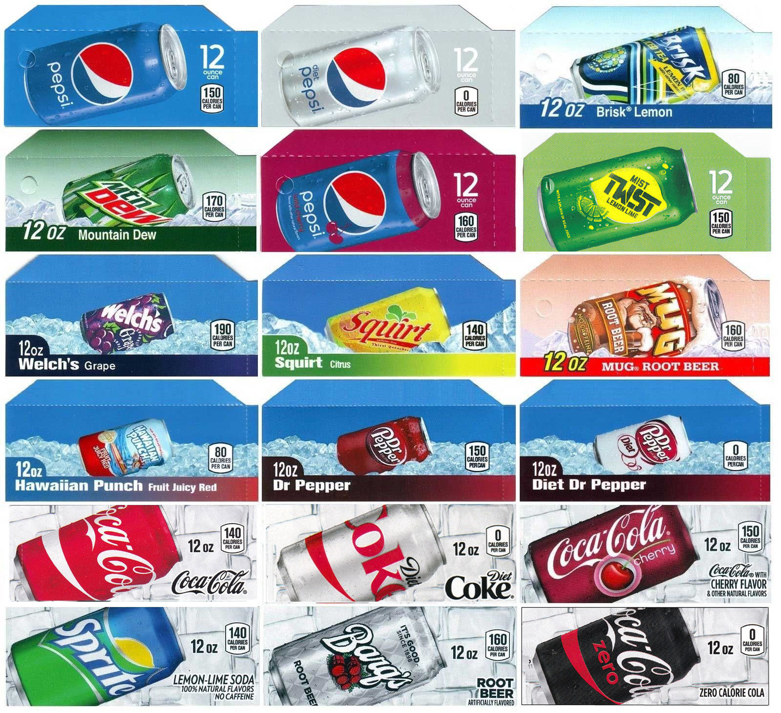 18 Flavor strips for soda vending machines, Diet Pepsi, Lipton Brisk