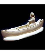 Tanglewood Art Newfoundland Sculpture Man Rowing Canoe Handmade Native A... - $54.42