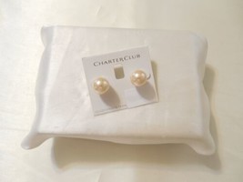 Charter Club 1/2&quot; Silver-Tone Simulated Pink Pearl Stud Earrings C564 - $11.51