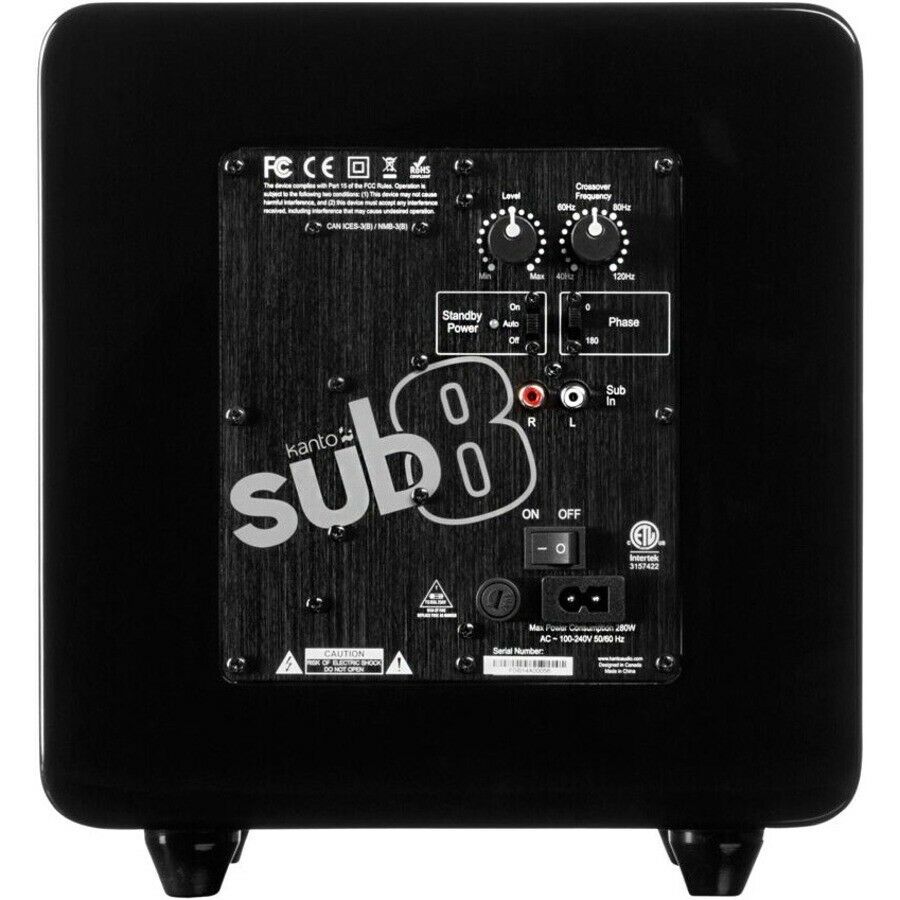 Kanto SUB8MB 8 inch 250w (125W RMS) Powered Subwoofer - Matte Black