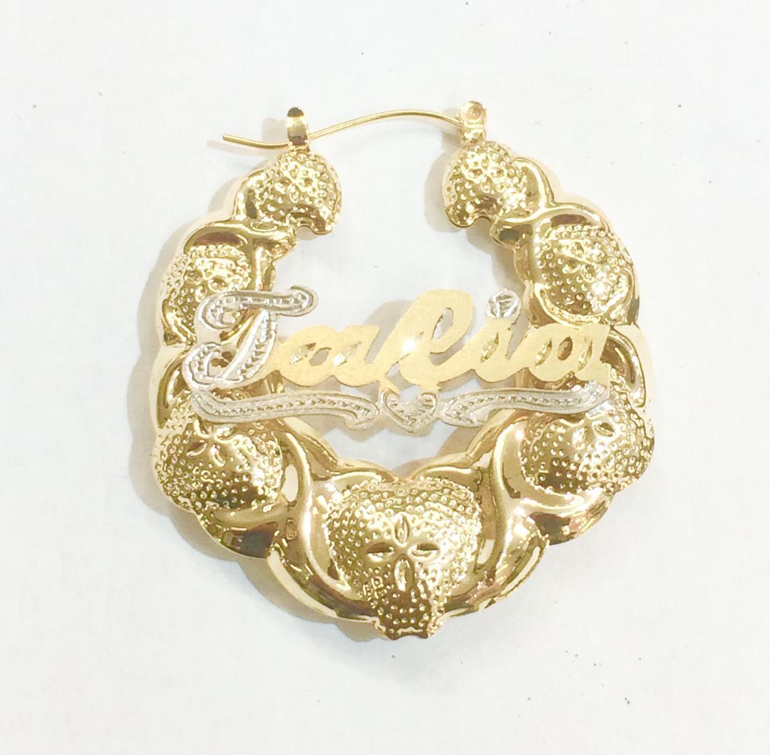 Personalized 14k Gold Overlay Name hoop Earrings xoxo Earrings 2 1/4