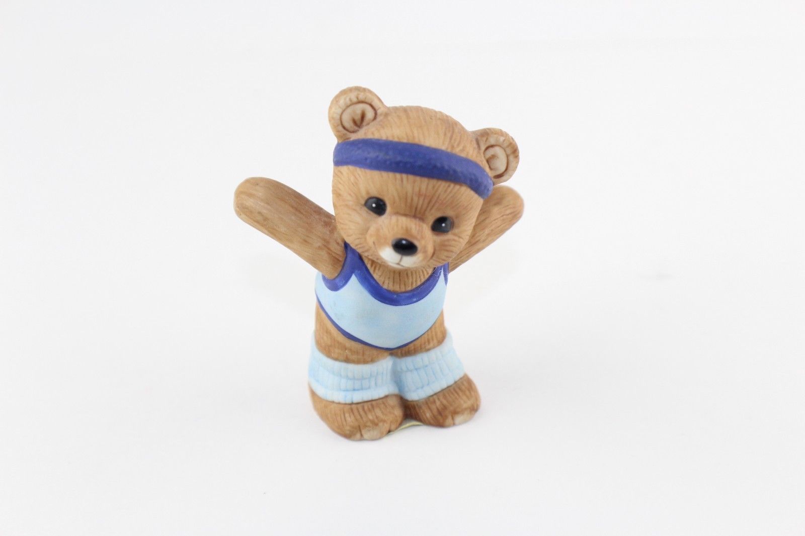 Vintage HOMCO Teddy Bear Figurine Aerobics Exercise Blue Leg Warmers 1448 - $7.92
