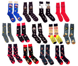 NOVELTY CASUAL FUNNY CHARACTER ALL OVER PRINT PATTERN MENS CREW SOCKS TU... - $7.55+