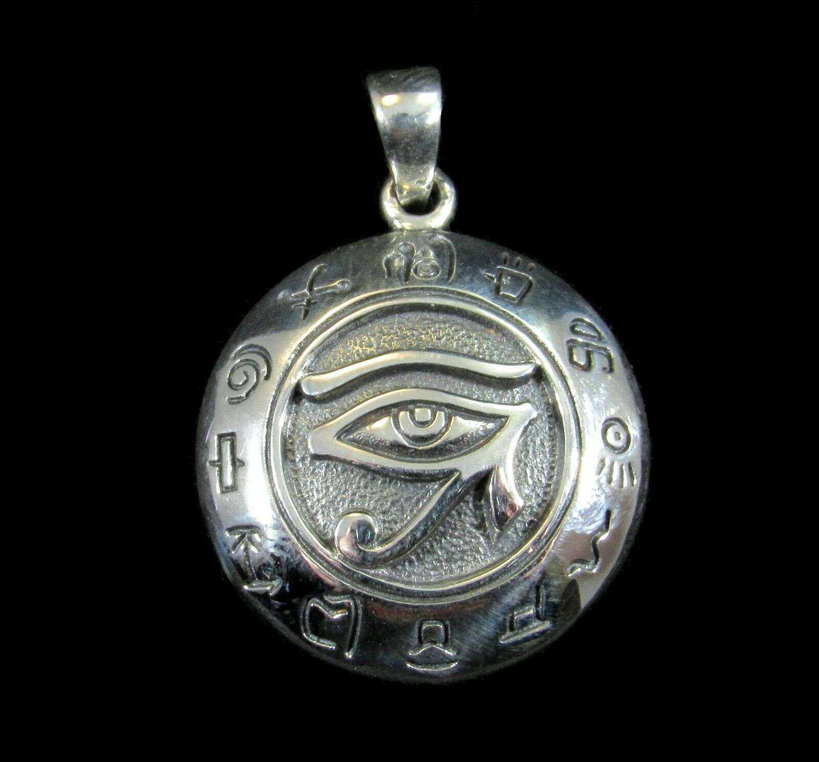 Handcrafted Solid 925 Sterling Silver Eye of Horus with Zodiac Symbols Pendant