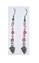 Earrings Small Grape Cluster Wine Charm Sterling Wire Lt Pink &amp; Silver B... - $15.00