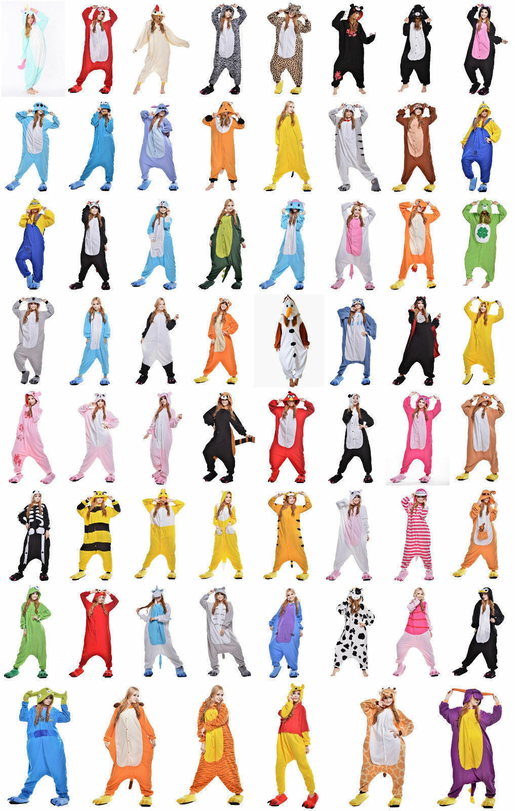New One Piece Adult Kigurumi Animal Pajamas Cosplay Costume Sleepwear Jumpsuits