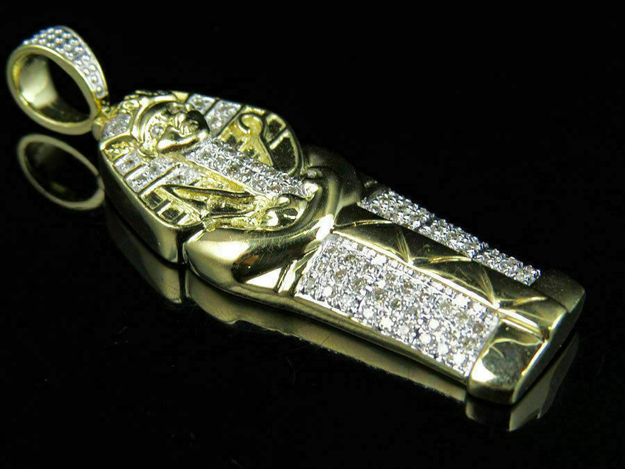 1.50 Ct Diamond Egyptian Pharaoh King Tut Pendant For Men's 10K Yellow Gold Over