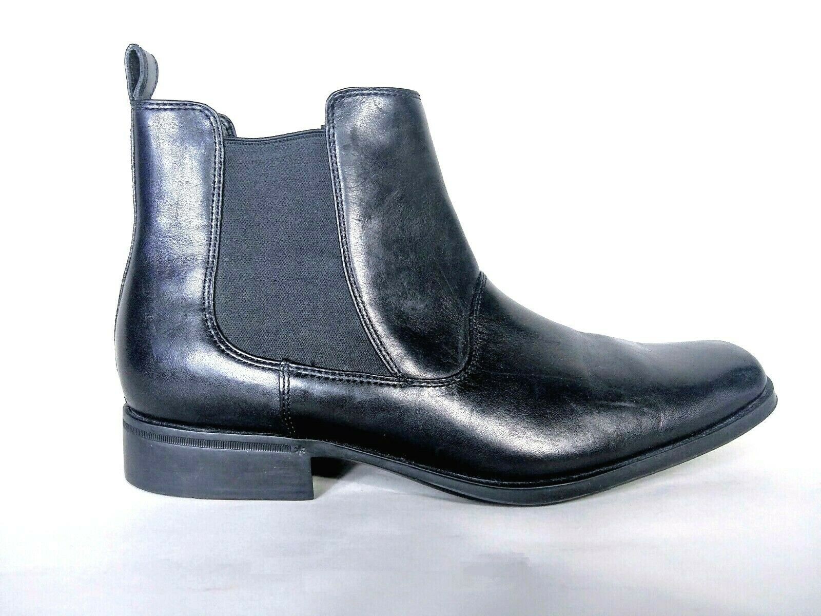 Rockport Men's Black Leather Slip On Square Toe Chelsea Boots 10.5 - Boots