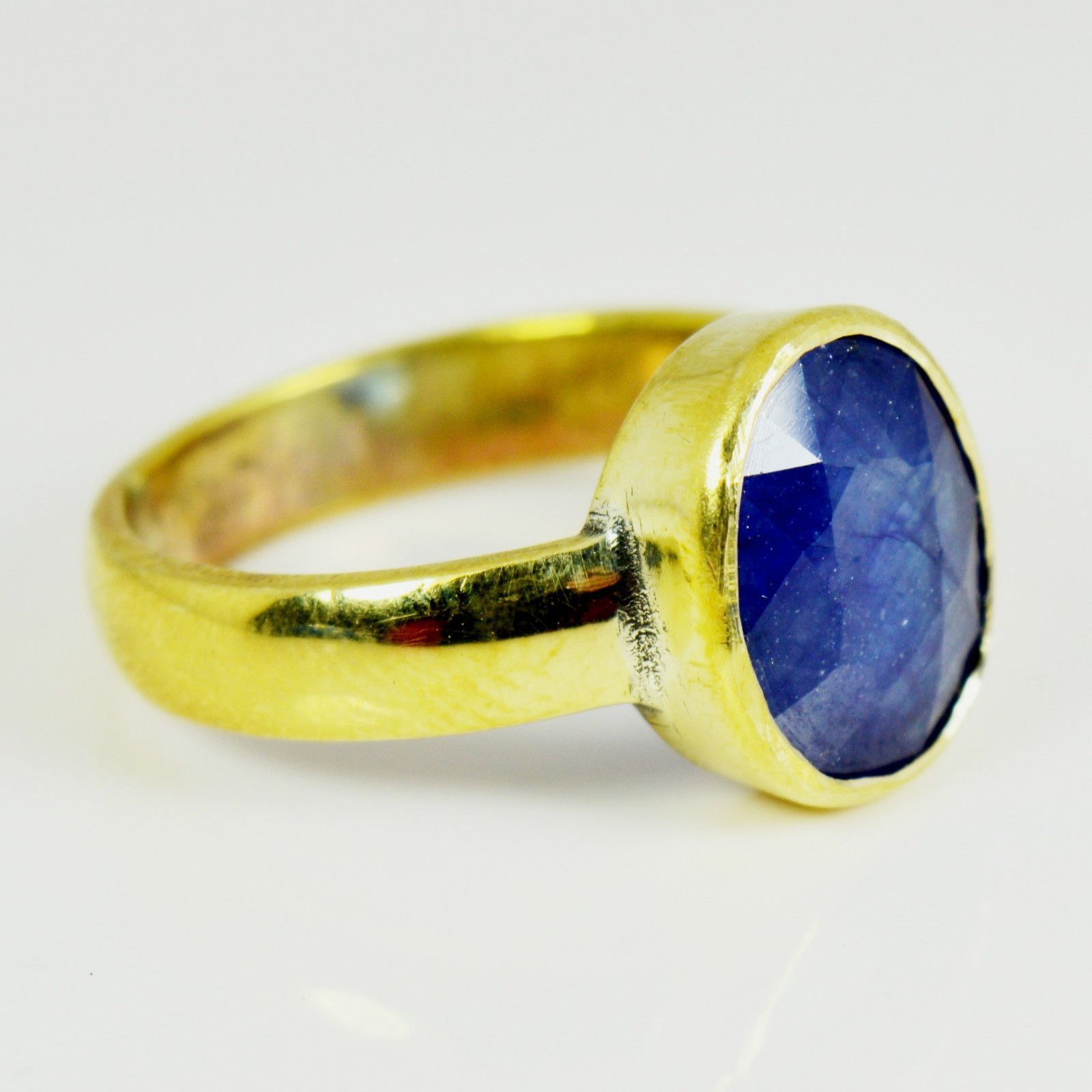 4 Ct Simple Natural Blue Sapphire Gemstone Alloy Panchdhatu Ring